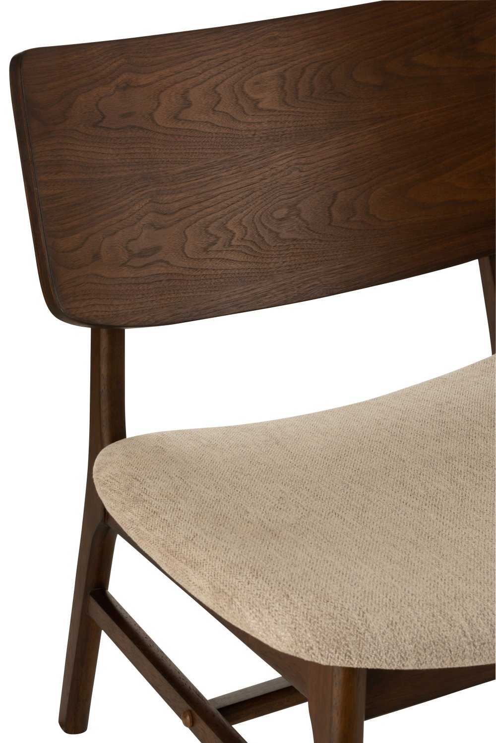 Chaise lounge vintage KENU brun et beige en bois hévéa.